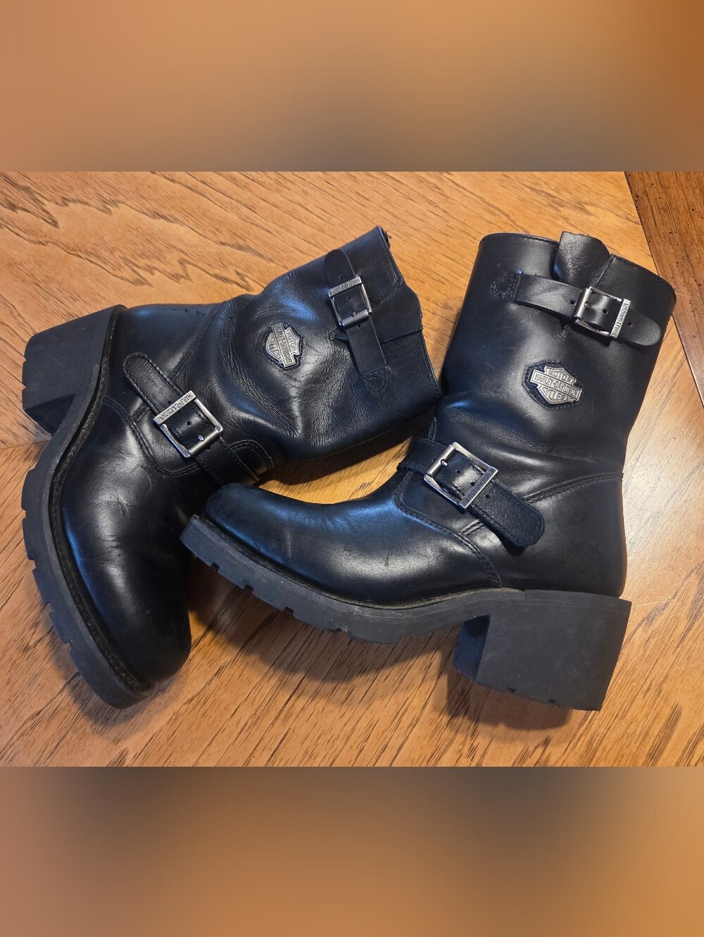 Harley-Davidson Black Leather Motorcycle Womens Boots